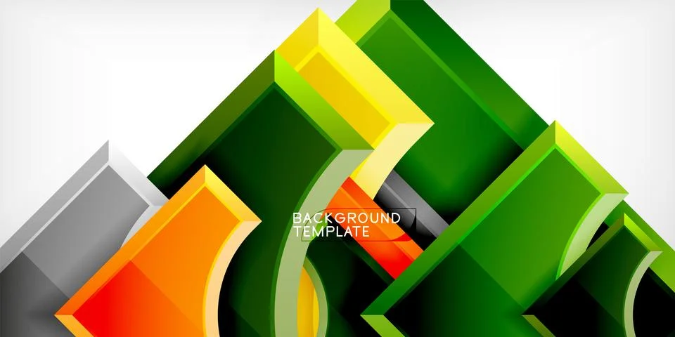 Arrow with round elements. Color geometric shapes background. Vector Illustrazione stock