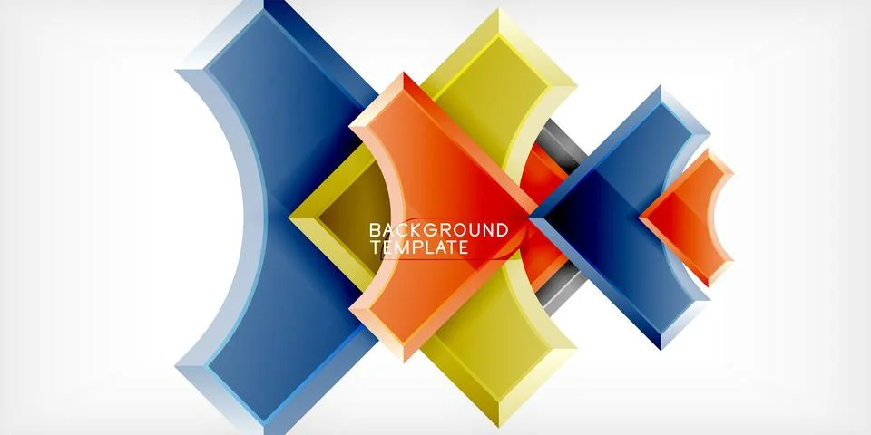 Arrow with round elements. Color geometric shapes background. Vector Stock Illustration