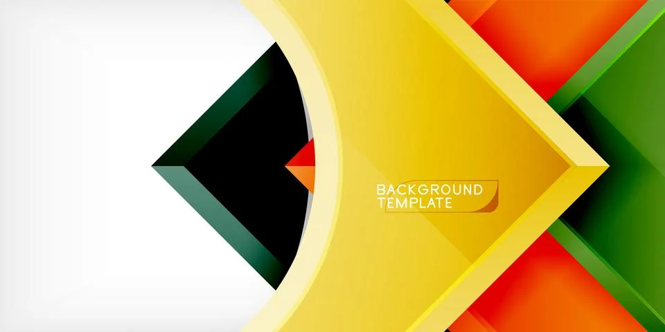 Arrow with round elements. Color geometric shapes background. Vector 스톡 일러스트