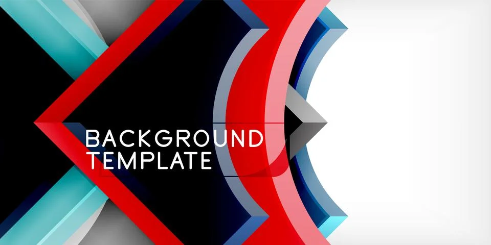 Arrow with round elements. Color geometric shapes background. Vector Stock Illustration