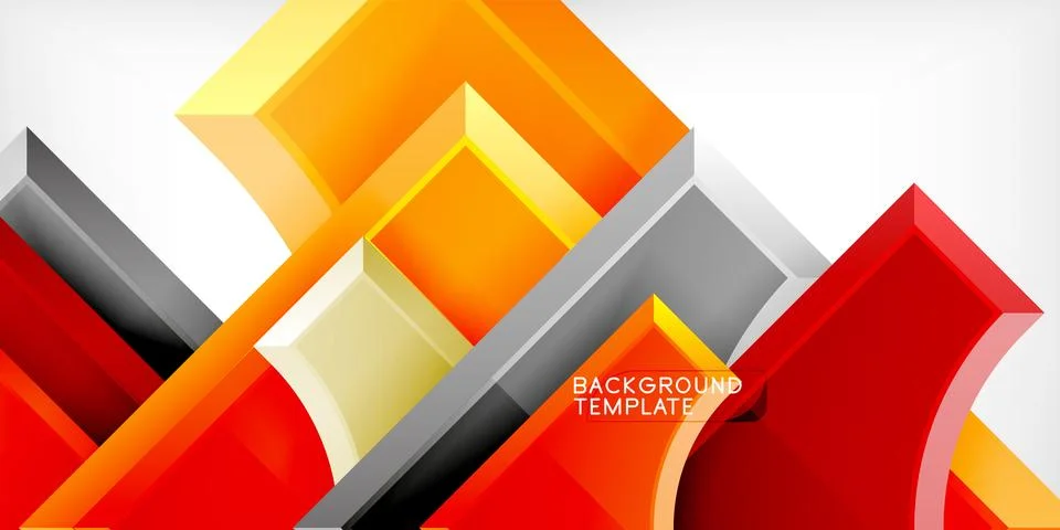 Arrow with round elements. Color geometric shapes background. Vector Stock Illustration