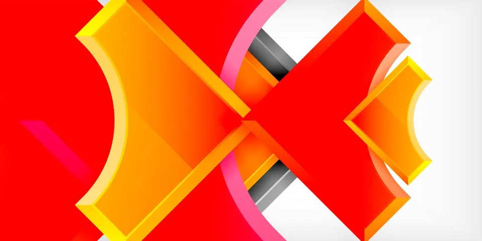 Arrow with round elements. Color geometric shapes background. Vector Stock Illustration