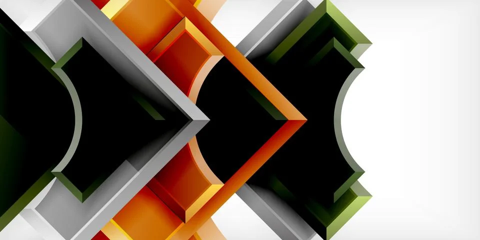 Arrow with round elements. Color geometric shapes background. Vector Stock Illustration