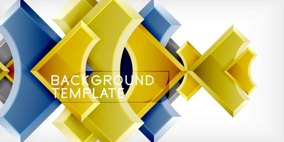 Arrow with round elements. Color geometric shapes background. Vector Illustrazione stock