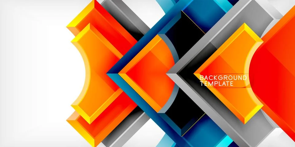 Arrow with round elements. Color geometric shapes background. Vector Stock Illustration