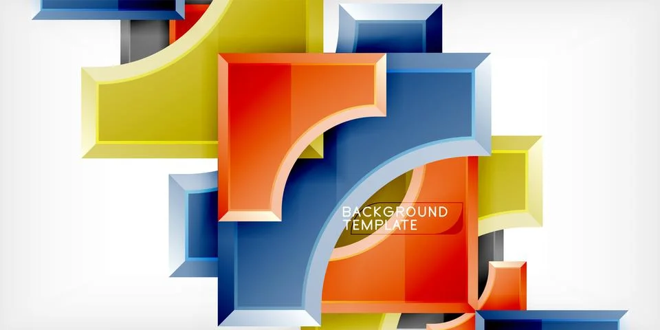 Arrow with round elements. Color geometric shapes background. Vector Illustrazione stock