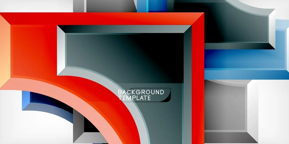 Arrow with round elements. Color geometric shapes background. Vector Stock Illustration