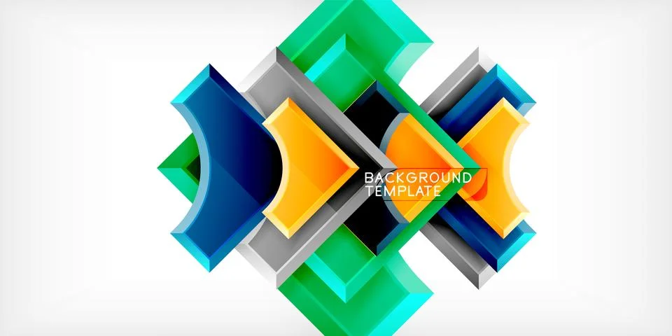 Arrow with round elements. Color geometric shapes background. Vector Illust.. Stock Illustration