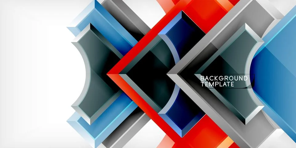 Arrow with round elements. Color geometric shapes background. Vector 스톡 일러스트