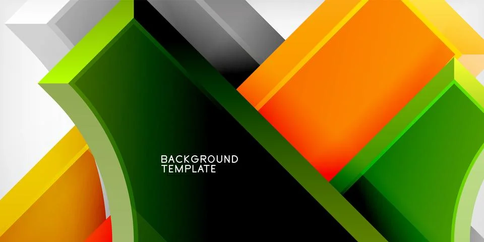 Arrow with round elements. Color geometric shapes background. Vector Illustrazione stock