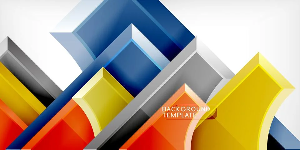 Arrow with round elements. Color geometric shapes background. Vector Stock Illustration