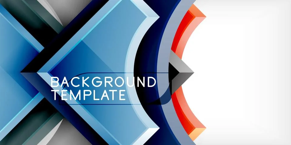 Arrow with round elements. Color geometric shapes background. Vector Stock Illustration