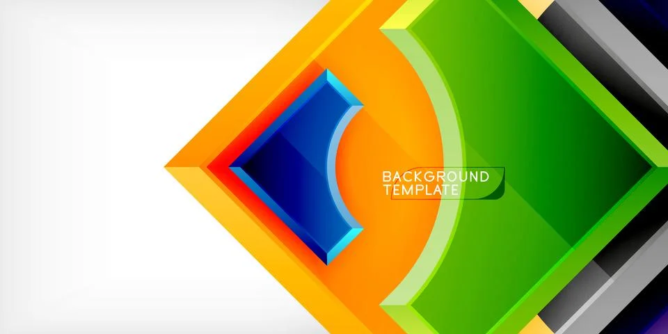 Arrow with round elements. Color geometric shapes background. Vector Stock Illustration