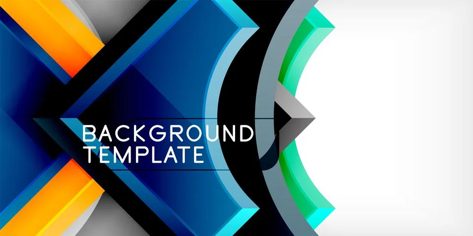 Arrow with round elements. Color geometric shapes background. Vector Illustrazione stock