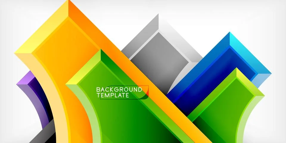 Arrow with round elements. Color geometric shapes background. Vector Illustrazione stock