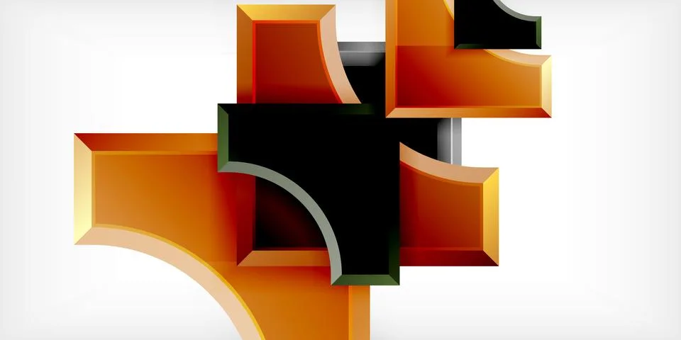 Arrow with round elements. Color geometric shapes background. Vector Stock Illustration