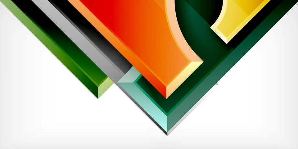Arrow with round elements. Color geometric shapes background. Vector Stock Illustration