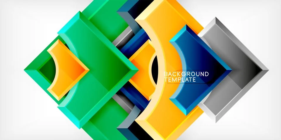 Arrow with round elements. Color geometric shapes background. Vector Stock Illustration