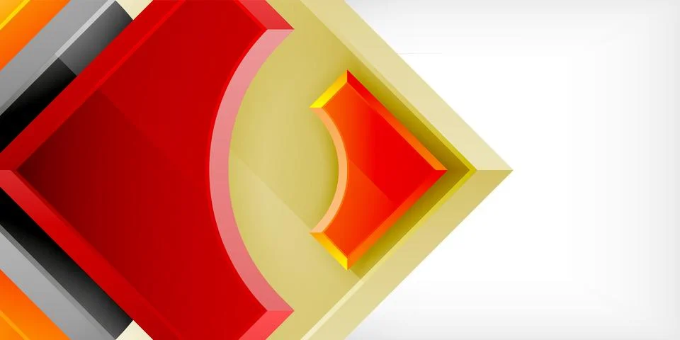 Arrow with round elements. Color geometric shapes background. Vector Stock Illustration