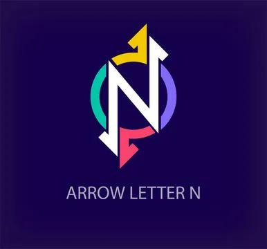 Arrow round logo design from creative letter N. Stock Illustration