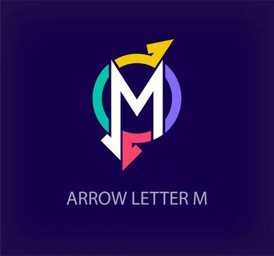 Arrow round logo design from creative letter M. Stock Illustration
