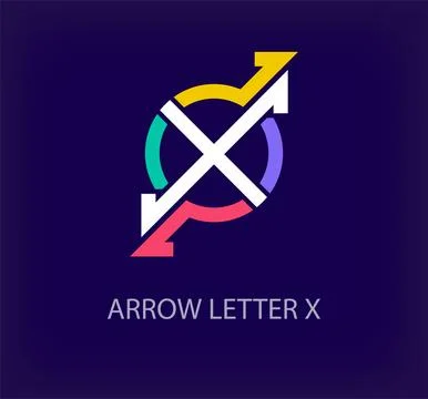 Arrow round logo design from creative letter X. Stock Illustration