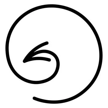 Arrow round. Sketch. Black pointer twists inwards. Vector illustration. 스톡 일러스트