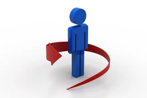 Arrow rounded the 3d man Free Stock Illustration