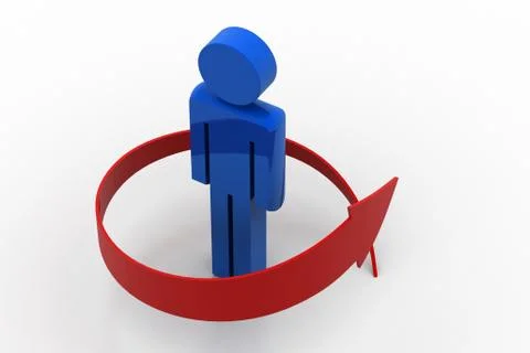 Arrow rounded the 3d man Free Stock Illustration