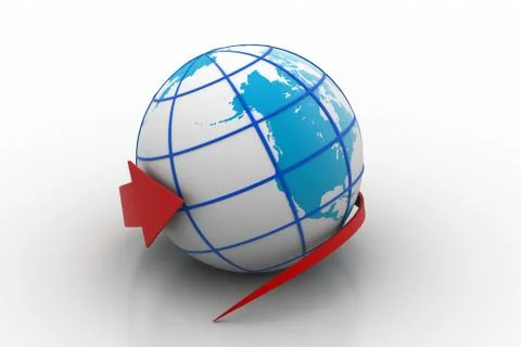 Arrow rounded the globe Stock Illustration