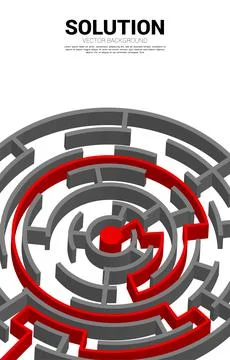 Arrow with route path to center of maze. Business concept for problem solving イラスト素材