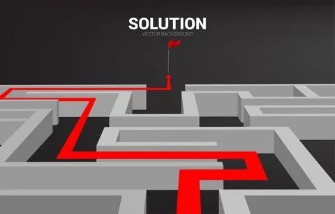 Arrow with route path to exit the maze. Business concept for problem solving 스톡 일러스트