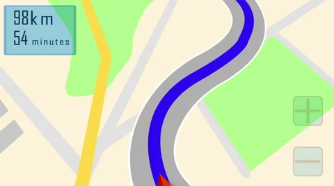 Arrow running on map to the tablet Stock Footage 66186694