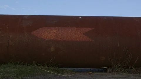 Arrow on rusty pipe industrial Stock-Footage 102546299