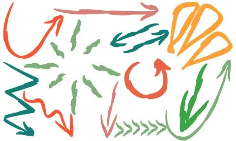 Arrow scribble. Colorful abstract line pencil Illustrazione stock