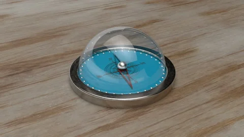 The arrow of the sea compass points to the north. The device with dial and an Video stock 115244998