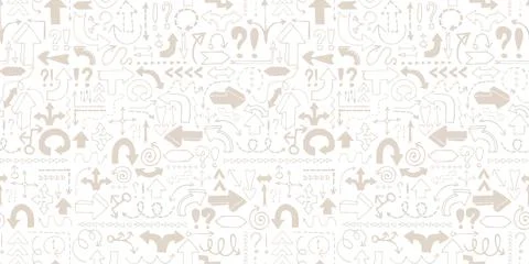 Arrow seamless pattern, neutral tileable background with hand drawn symbols Stock Illustration