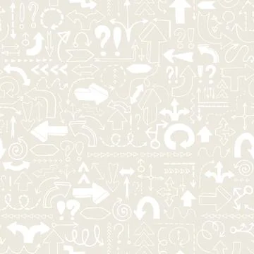 Arrow seamless pattern, neutral tileable background with hand drawn symbols Stock Illustration