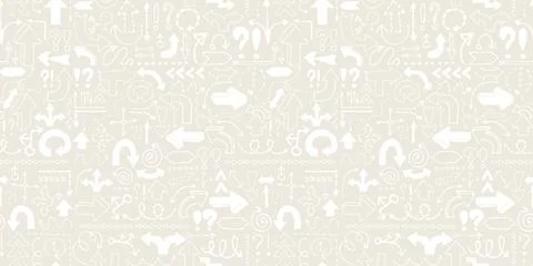 Arrow seamless pattern, neutral tileable background with hand drawn symbols Stock Illustration