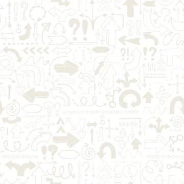 Arrow seamless pattern, neutral tileable background with hand drawn symbols Stock Illustration