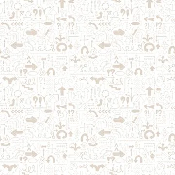Arrow seamless pattern, neutral tileable background with hand drawn symbols Stock Illustration