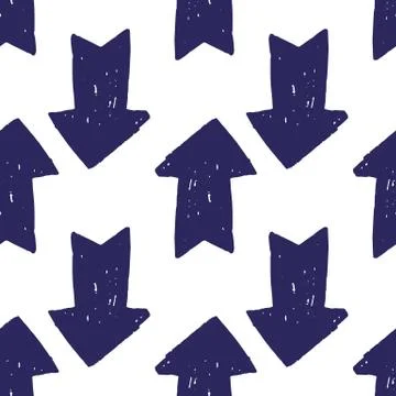 Arrow seamless pattern on white background. Blue arrows patternon white backg Stock Illustration