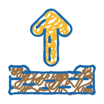 Up arrow sending data icon doodle illustration Stock Illustration