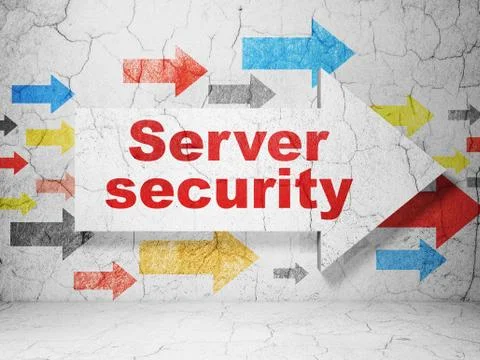 Arrow with Server Security on grunge wall background 스톡 일러스트