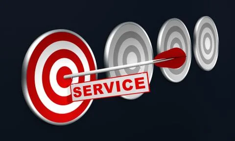 Arrow with service on target, concept. Stock Illustration
