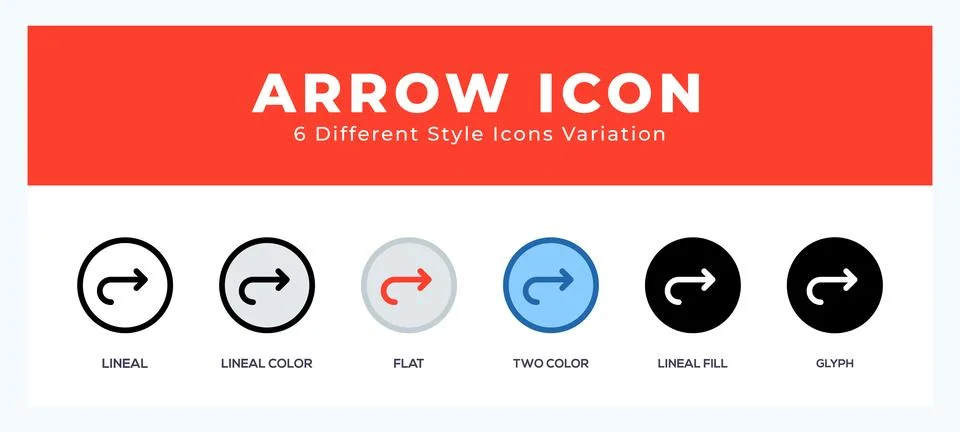 Arrow set of icons. Vector illustration with different styles. Stock Illustration