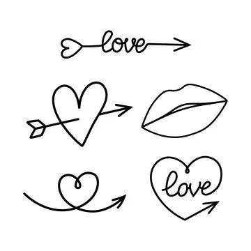 Arrow set love elements. Vector illustration isolated 스톡 일러스트