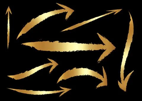 Arrow set vector gold curve line up button icon set interface symbol for app Иллюстрация