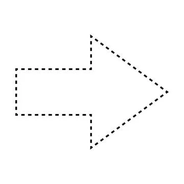 Arrow shape dashed symbol vector icon for creative graphic design ui element  Stock Illustration