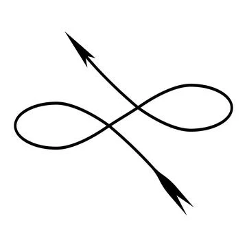 Arrow shape of infinity, direction vector of complex infinite path, sign of Stock Illustration